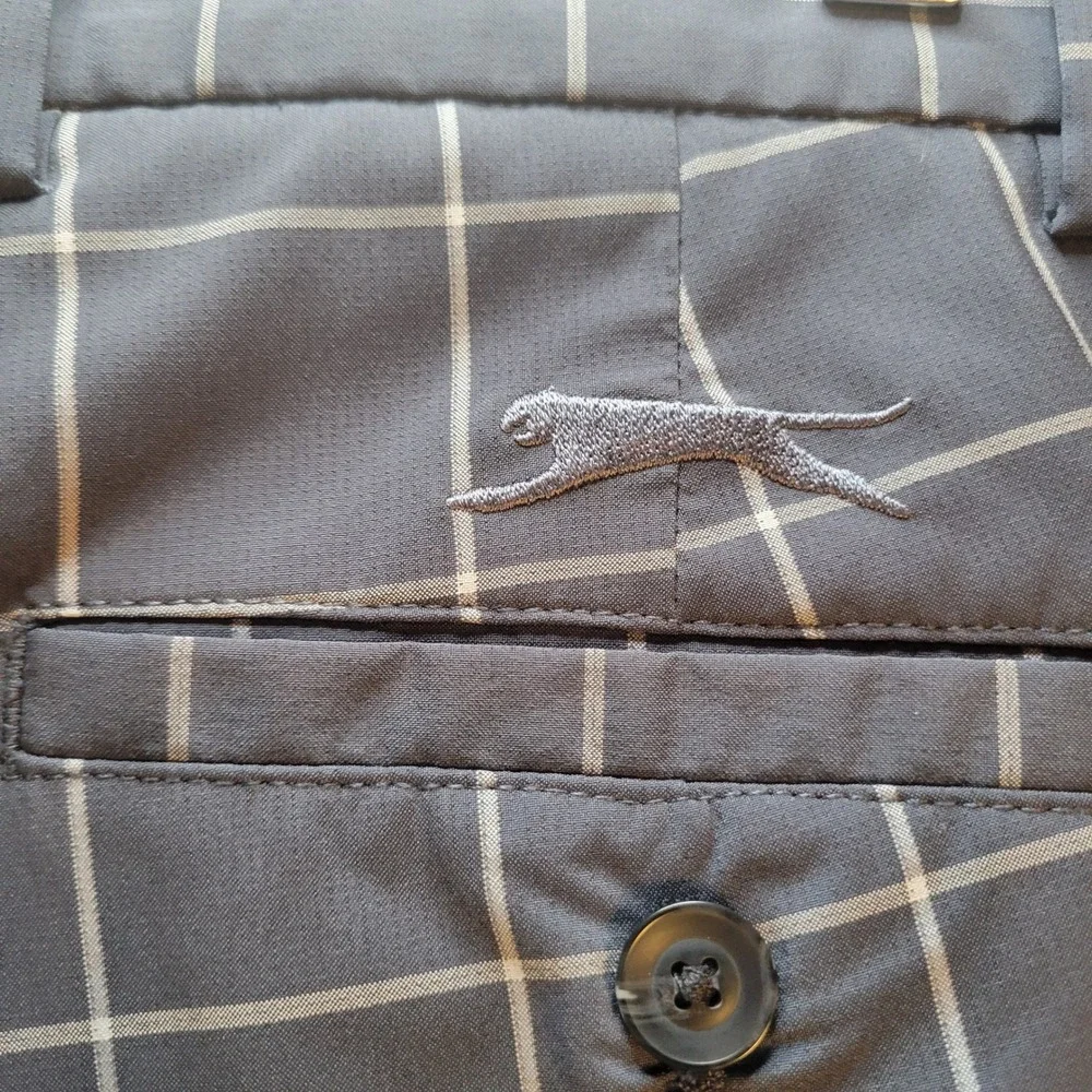 Slazenger Mens Golf Pants 34x32 Gray Windowpane Plaid Performance Trousers